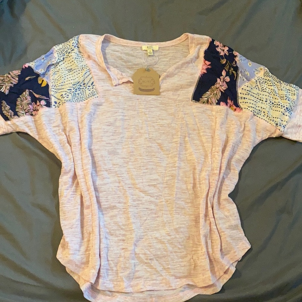 Kori Pink Mix-print Sleeve Top